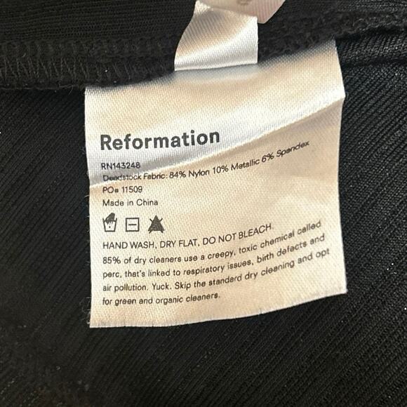 Reformation Women's Black Metallic Ribbed Knit Wide Leg Trousers Pants Size S - Picture 5 of 5